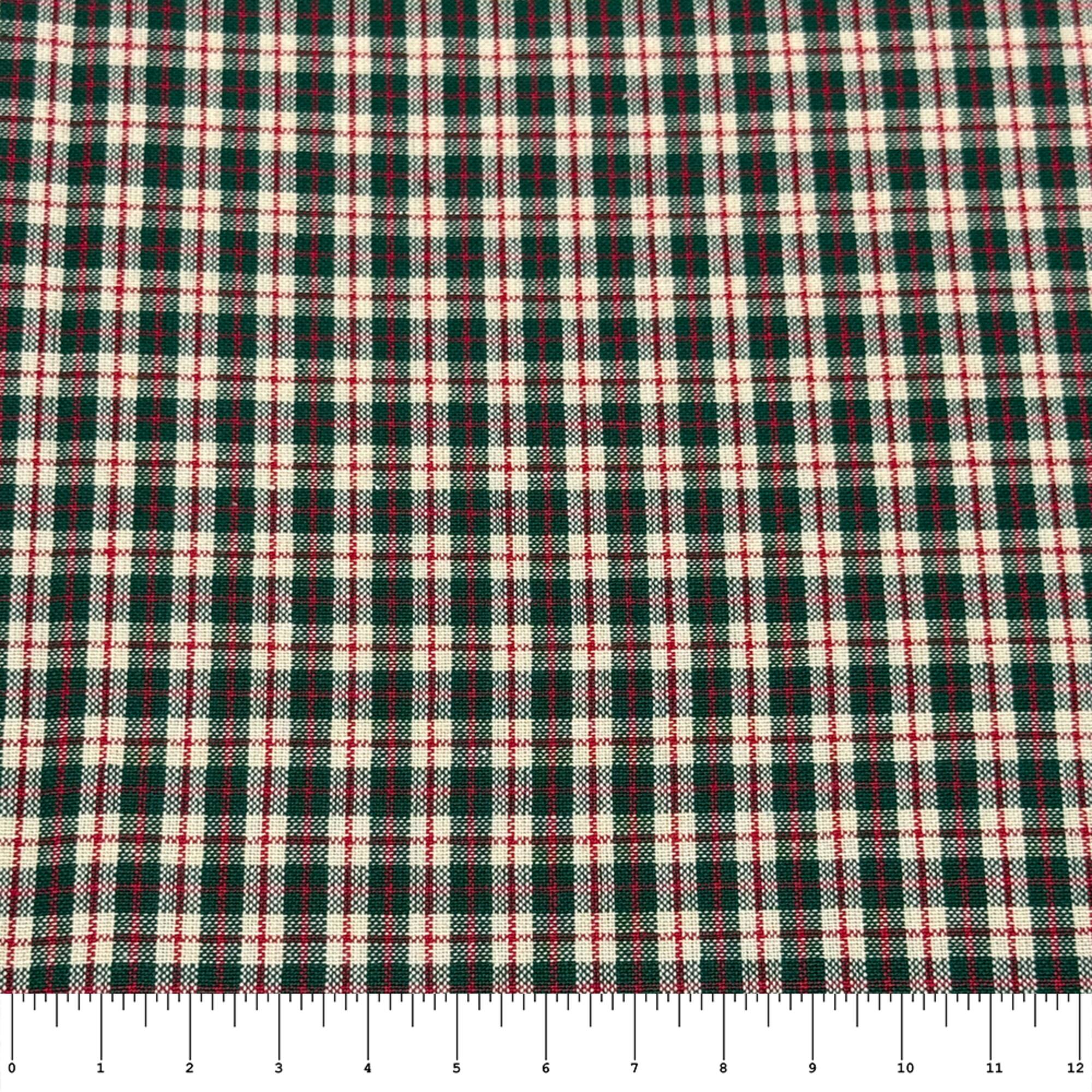 Feldman Green & Red Small Homespun Plaid Cotton Fabric